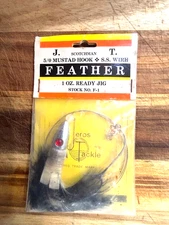 Vintage J&J Tackle Weighted Head Jig 1 oz F-1, New-In-Package (Very Rare)