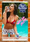 PBR Beer Sexy Girl Vintage Style Metal Sign - Bar Man Cave Decor Read Des