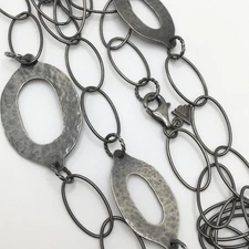 Sterling Silver Vintage SILPADA Oxidized Matte Oval Link Necklace 35” 23g #59