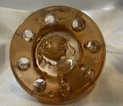 Amber Pressed Glass Vintage Owl Flower Frog Or Float Centerpiece 8 Holes Vtg MCM — photo 5
