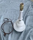 VINTAGE Milk Glass Hobnail Table Lamp White 13in WORKING cottage core granny