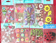 YOU CHOOSE - NEW FLOWERS GARDEN JOLEE'S 3D  GLITTER STICKERS - HARD TO FIND