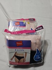 Hanes Cotton Hi Cut Panties 2 PACK Women's Size 9/2XL Lot Of 2 New