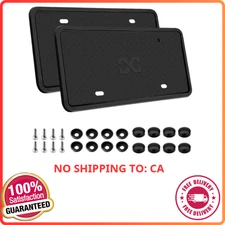 XCLPF Silicone Black License Plate Frame Covers 2 Pack (Black)