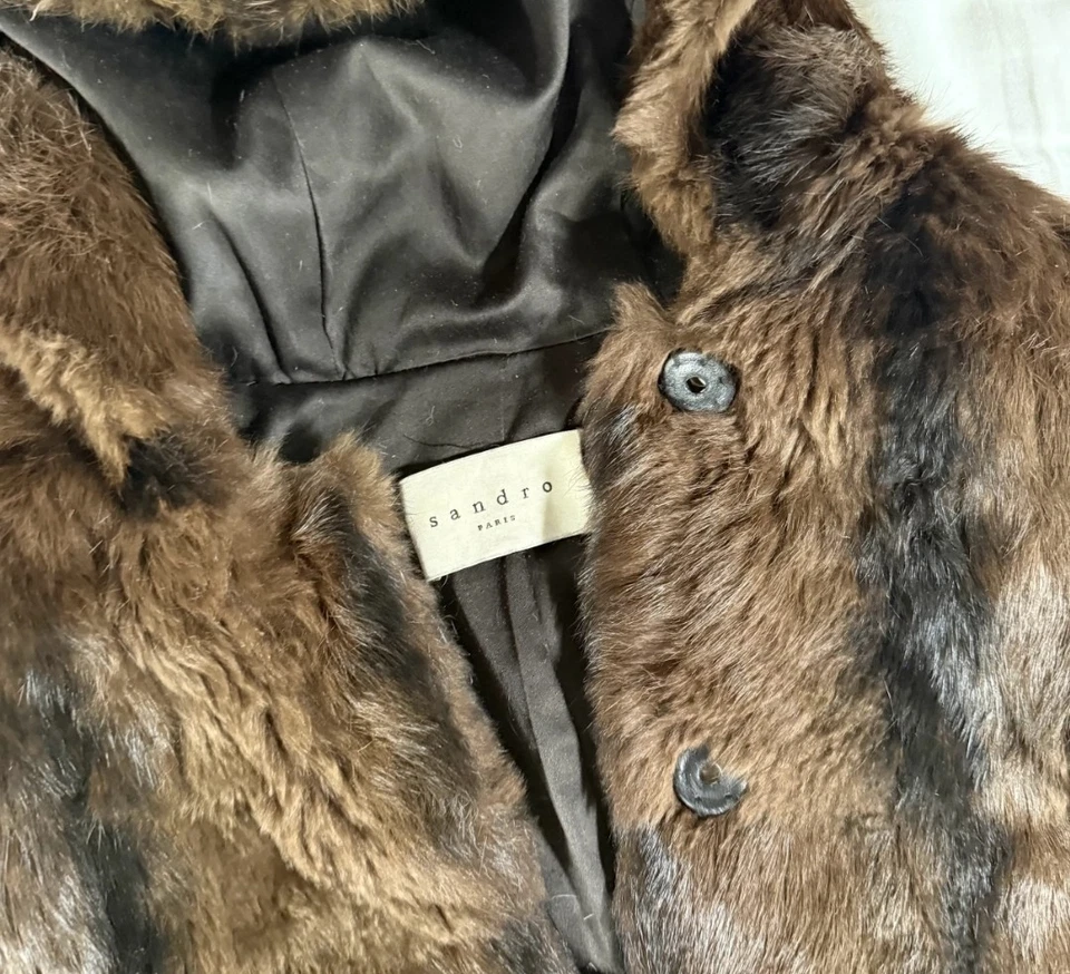 Authentic Vintage Sandro real Rabbit Fur Coat with Hood - Bild 3 von 4