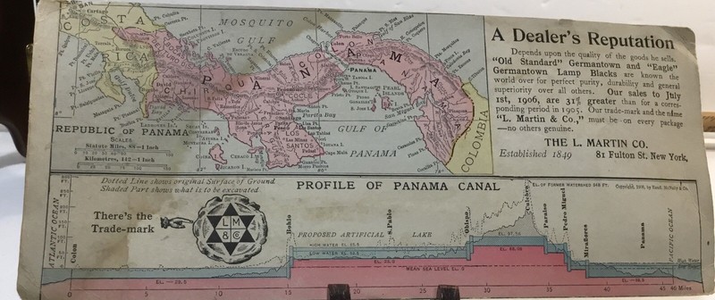 MAP. RAND MCNALLY MAP OF THE PANAMA CANAL 1906 L. MARTIN AND COMPANY WATER STAIN