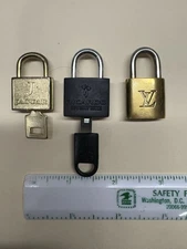 Lot of 3 Padlocks Jaguar Ricardo Beverly Hills & Louis Vuitton Brass No Key