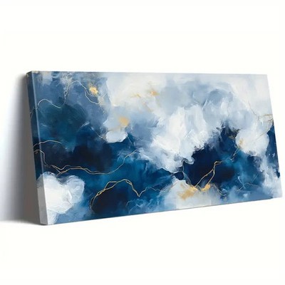 Art with Golden Accents & Soft Gradient Unframed Canvas Painting for Living