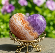 Rare Mexican Amethyst Crazy Lace Agate Heart Crystal Stone Mineral Specimens