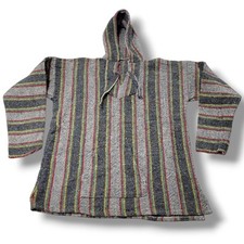 Baja Sweater Size Large Baja Hoodie Mexico Mexican Style Knit Sweatshirt W/ Flaw