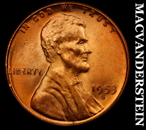 1953-S Lincoln Wheat Cent- Choice Gem Brilliant Uncirculated Luster #i9514
