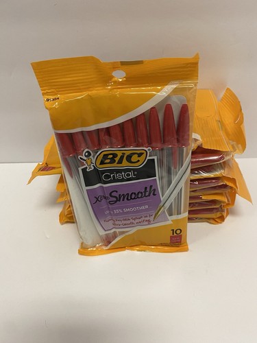 NEU BIC Cristal Xtra Glatt Kugelschreiber 10 Kt - 1 Packung - Mittlere Spitze (1,0 mm) - Rot - Bild 1 von 2