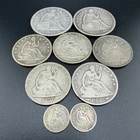 Seated Liberty Dollar Half & Dime Lot of 9 Coins! Beautiful American History!