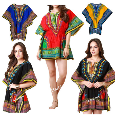 Afrikanisches Dashiki Top Tunika Kafan 100% BAUMWOLLE Premium Qualität Damen Big Plus Size