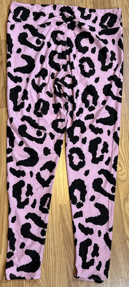 TC LuLaRoe Leggings Altos y Curvilíneos Rosa Negro Leopardo Guepardo Estampado Animal Foto 3 de 4