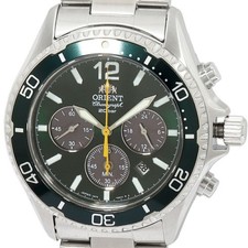 ORIENT Mako RN-TX0204 Green Dial Solar Chronograph Quartz Watch 45mm Men's