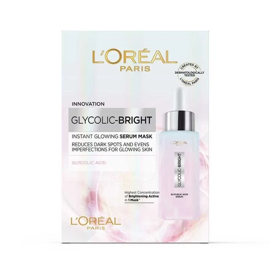 L'Oreal Paris Glycolic Bright Instant Glowing Serum Face Mask Sheet 22g 12x - Image 4 of 4