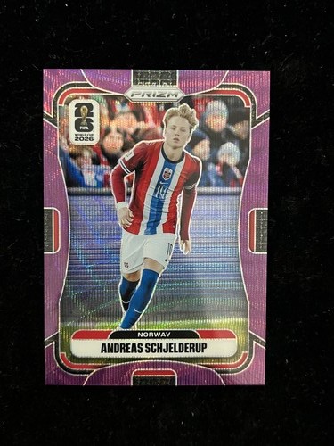 Andreas Schjelderup 2026 Panini Prizm FIFA World Cup Base Purple Wave Prizms /95