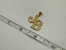 14K Yellow Gold Double Initial Pendant Charm Diamond Cut A  Z Alphabet 3 Sizes
