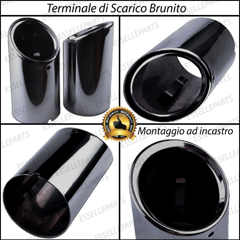 TERMINALE SCARICO NERO BRUNITO LUCIDO ACCIAIO INOX PEUGEOT 208 II SCARICO TONDO - Immagine 2 di 4