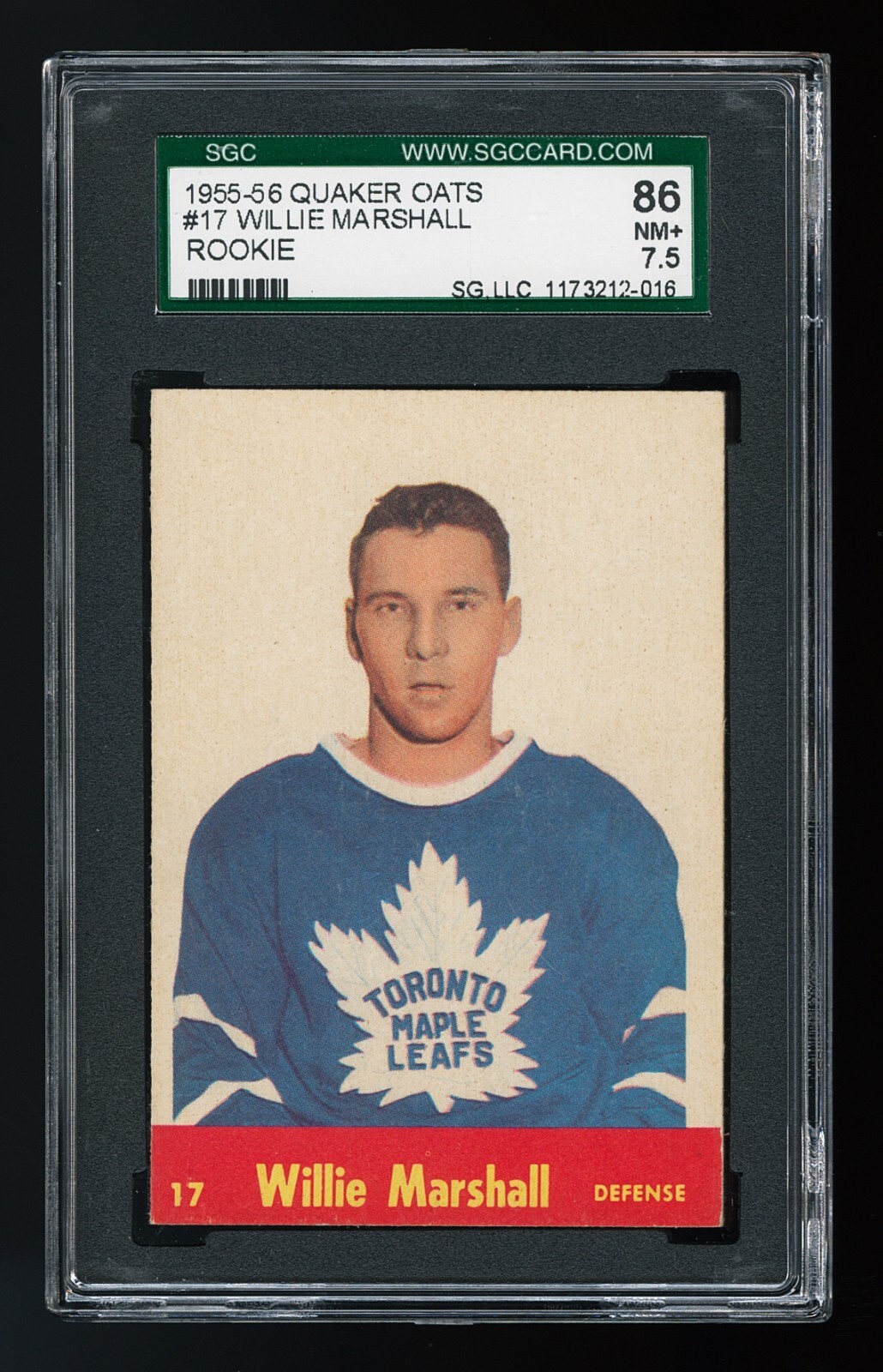 Willie Marshall #17 Hockey Cards 1955 Parkhurst Quaker Oats trading card — raw and PSA graded price guide