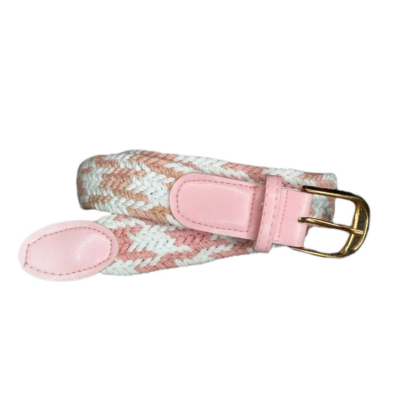 NOS 90s Vintage Braided Rope Belt size M/L Pink & White 