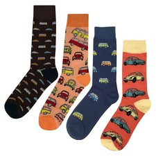 NWT Car Ride Dress Socks 4 Pack Novelty Men 8-12 Crazy Fun Sockfly