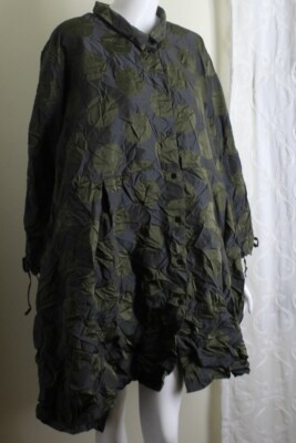NWT SUN Kim Sz 3X AMAZING Mod Crinkle Funky Green Hi-Low Art-to-Wear Jacket