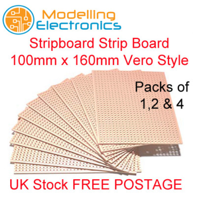4 X New Stripboard Strip Board 100mm X 160mm Vero Style - Foto 8