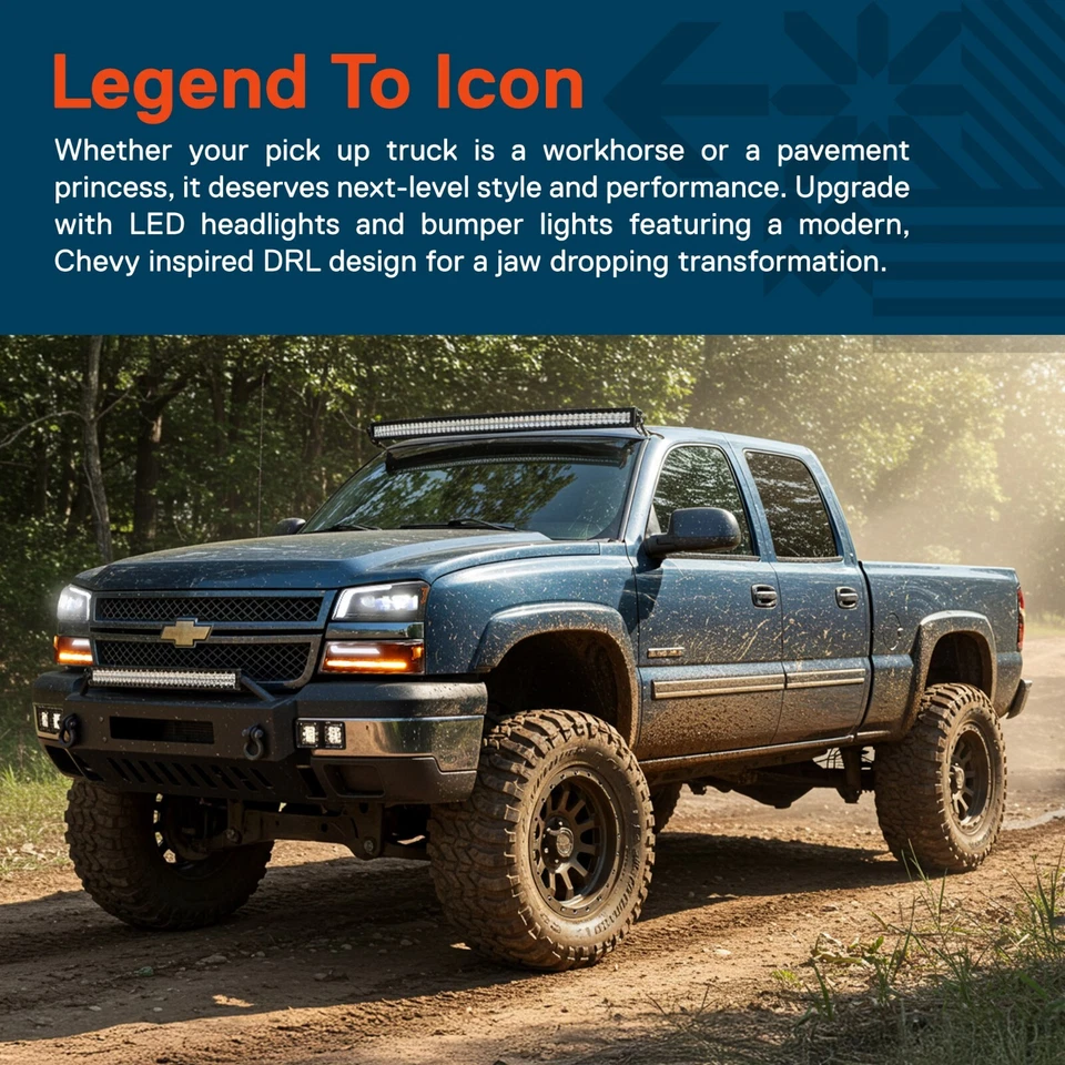 Full LED Projector Headlight for 2003-2006 Chevy Silverado 1500 2500 3500 - Image 2 of 4