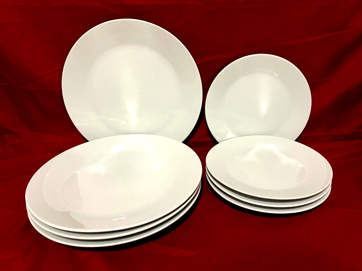 Ikea 21986 Sweden 8 Piece Set Of 4 Each White Round Glossy Dinner