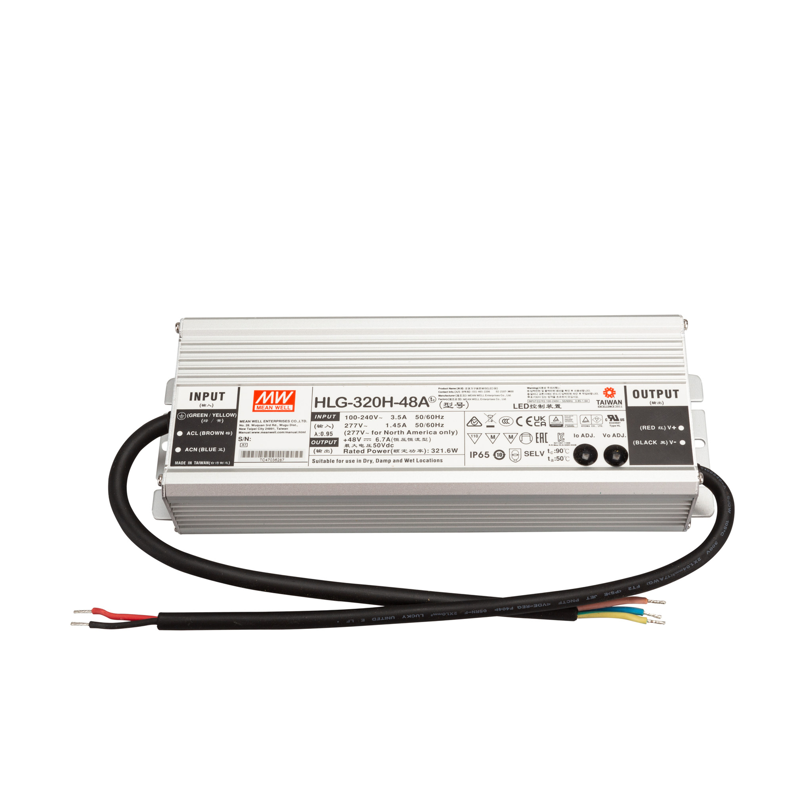 Mean Well HLG-320H Alu-SNT SNT IP65 321W 48V/6.7A CV+CC