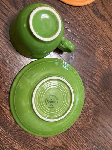 Fiesta Fiestaware HLC 4 Sets Cup & Saucer Different Colors Red Blue Green Orange - Picture 18 of 18