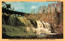 Waterfall Gooseberry River North Shore Drive Lake Superior 1952 Vintage Postcard
