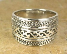 AMAZING WIDE STERLING SILVER FILIGREE DOME RING size 9 style r0636