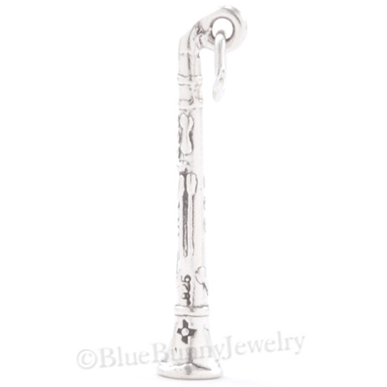 Clarinet Music Instrument 3D 925 Solid Sterling Silver Charm Pendant MADE IN USA