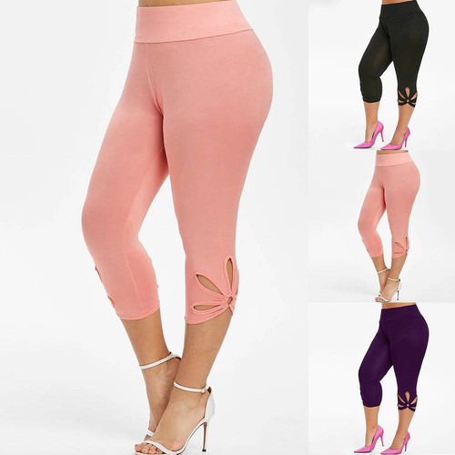 Plus Size 18-28 Women Stretch 3/4 Capri Pants Cropped Sports Leggings Trousers - Picture 6 of 49