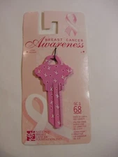 NEW - LOT OF 2 - BREAST CANCER AWARENESS HOUSE KEY BLANK SC1 68
