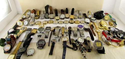 Vtg Watch Lot Of 74: Seiko, Benrus, Casio,Hellbro's,Guess,Timex,Citizen