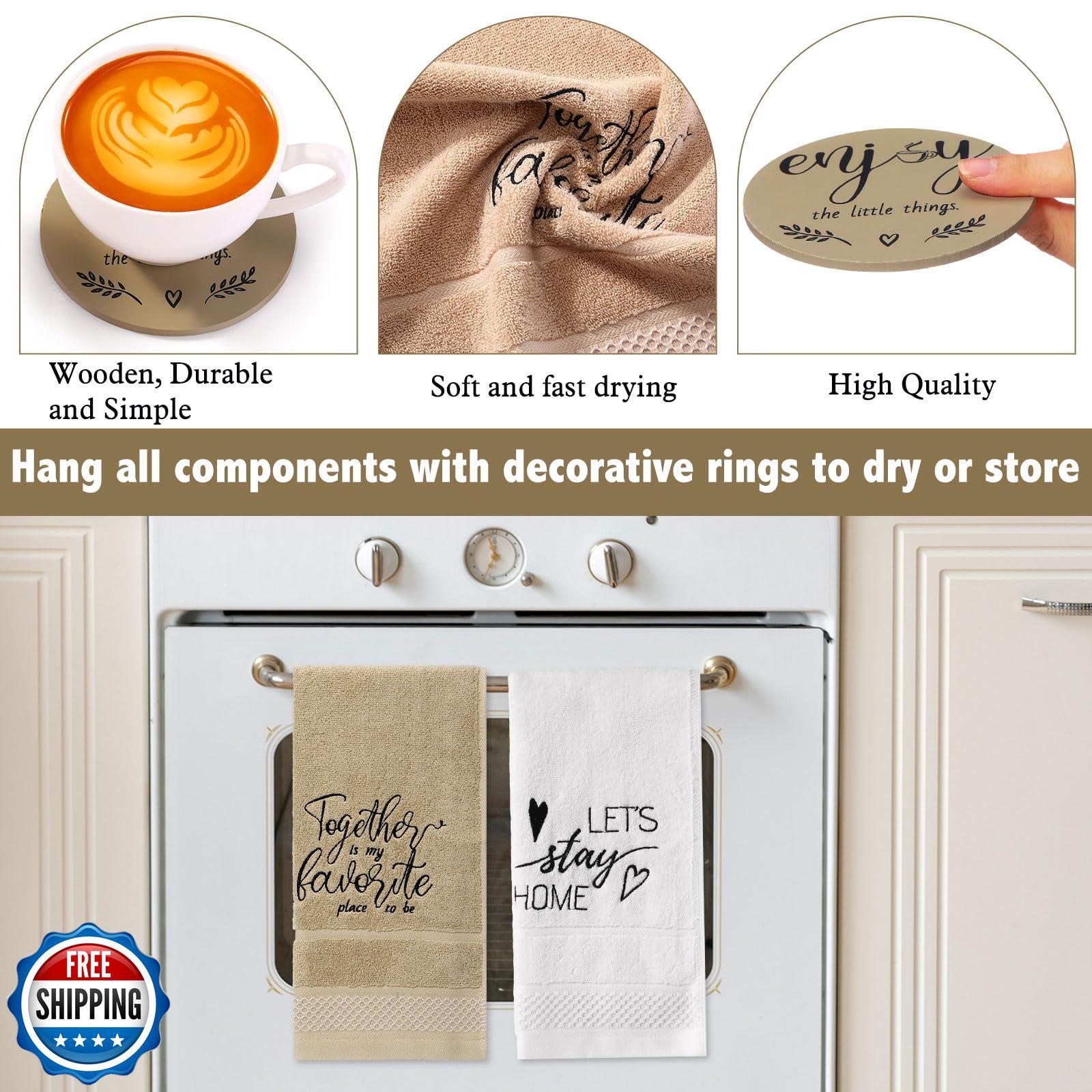 Jingmore 6 Pack Housewarming Baking Gift Set Oven Mitt Pot Holder Towel Woode