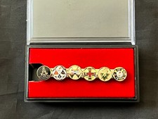 Past Master Mason Triple Tau York Bodies KT Crown Tie Bar tono dorado NUEVO
