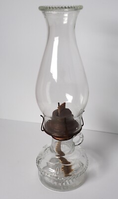 Vintage Antique Kerosene Oil Lamp Eagle #205 Glass Base Finger Loop Works SALE!
