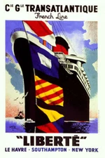 LIBERTE TRANSATLANTIC FRENCH LINE SHIP SEA CRUISE TRAVEL VINTAGE POSTER REPRO
