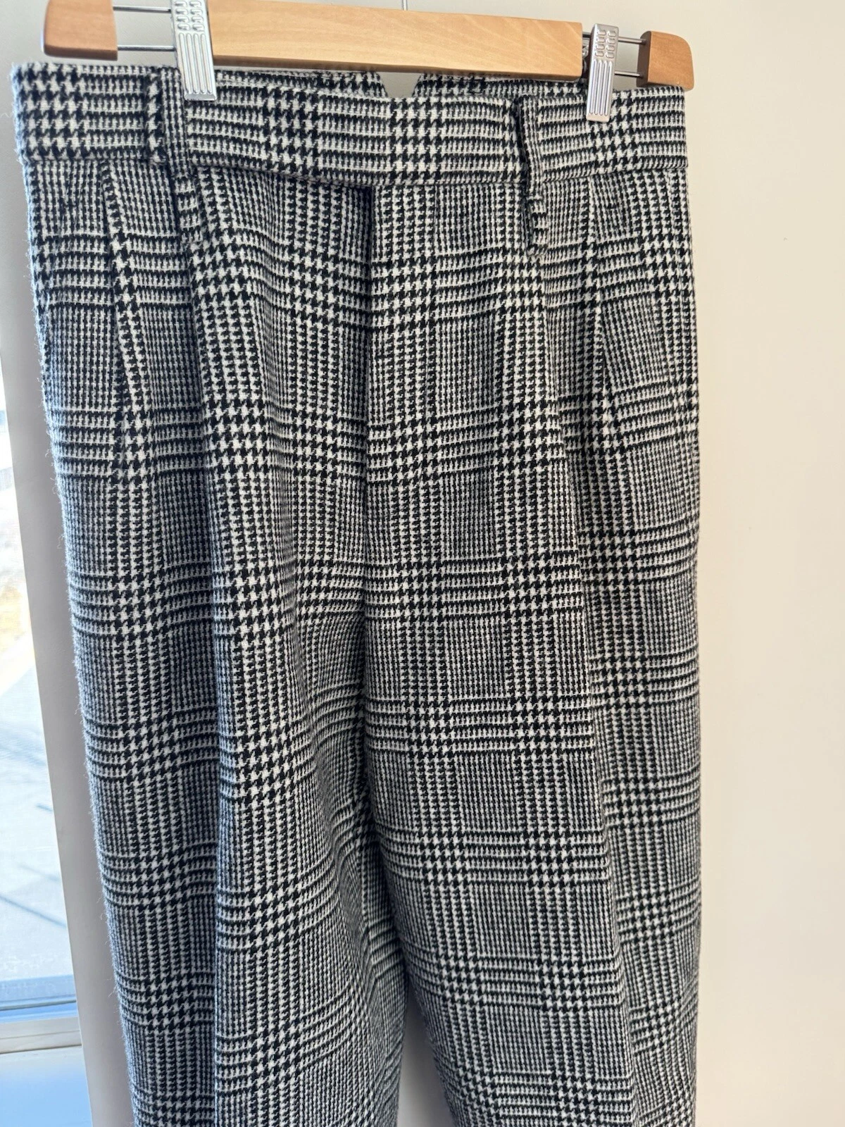 GUCCI Pantalone Donna Bianco e Nero a Scacchi 100% LanaWool Taglia 40 Made In Italy