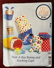 Ellie Mae Designs Kwik Sew K122 Peek-A-Boo Bunny & Stacking Cups Soft Toys UNCUT