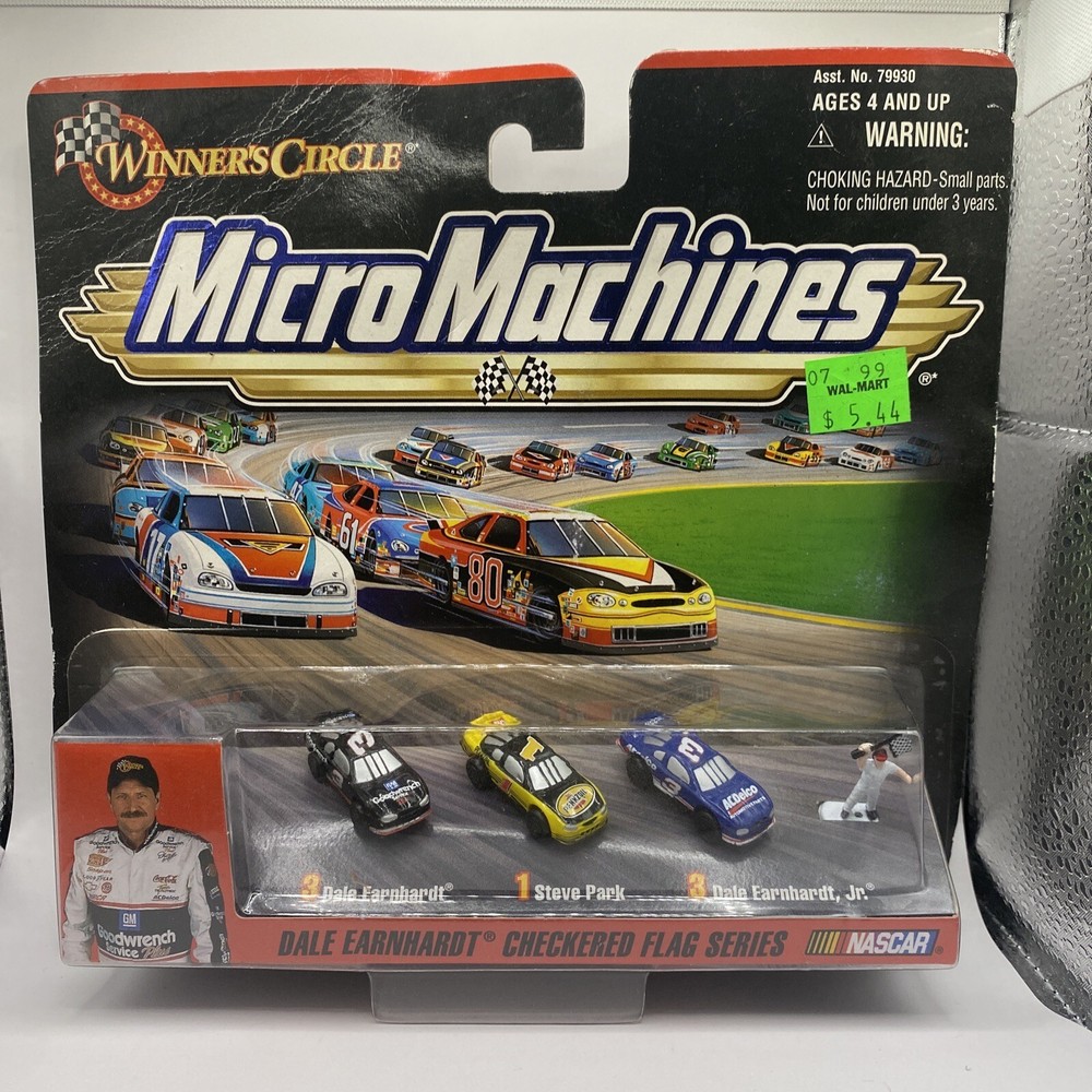 1999 Micro Machines Dale Earnhardt Sr & Jr, Steve Park Checkered Flag NASCAR