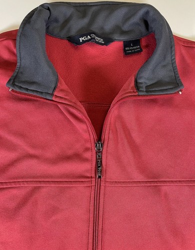 PGA Tour Vest Mens Large Red Full Zip Drawstring Pockets Fleece Lined - Picture 2 of 10