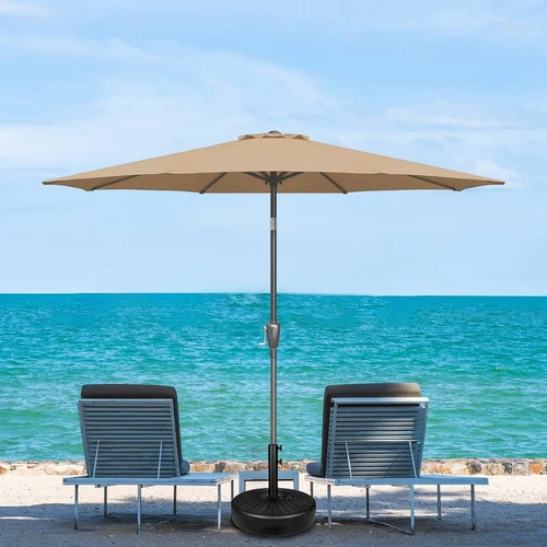 7.5ft/9/10ft Tan/Red Patio Umbrella Dining Table Outdoor Market Umbrella w/Crank - Bild 21 von 44