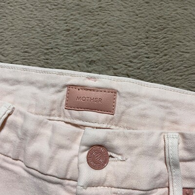 Mother The Looker Ankle Step Fray Jeans Womens Size 27 Pink