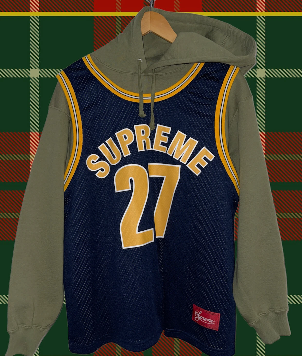 Pull de basketball à capuche Supreme Olive Maillot taille moyenne SS21, flambant neuf DS